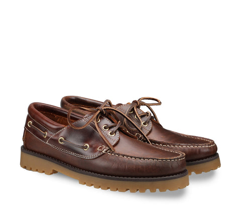 Brown Leather Men's Boat Shoes 