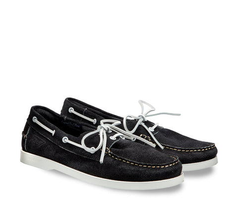 Black suede Docksteps boat shoes
