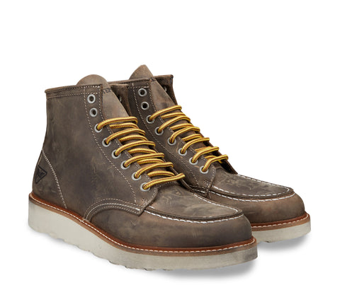 Brown Men's Laced Boot with Notched Rubber Sole 