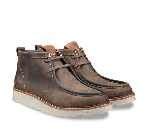 Men's grey leather lace-up boot