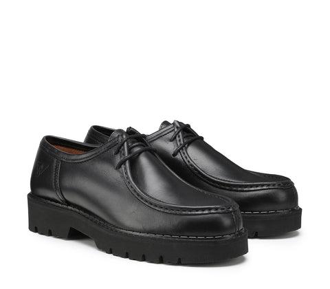 Black Men's Moccasin with Laces and Carrarmato Sole
