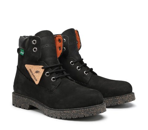 Black Women's Laced Boot Made from Sustainable Materials 