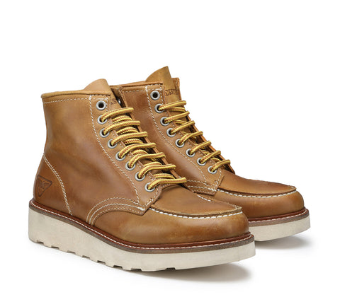 Light Brown Laced Women's Boot with White Rubber Sole